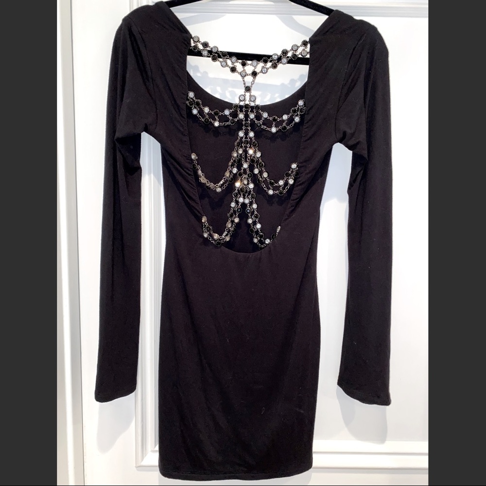 Simple yet sexy black bejeweled dress (Sky)